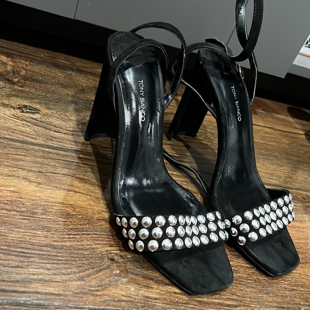 Tony Bianco Black Studded Heels- 7.5 - Picture 3 of 4